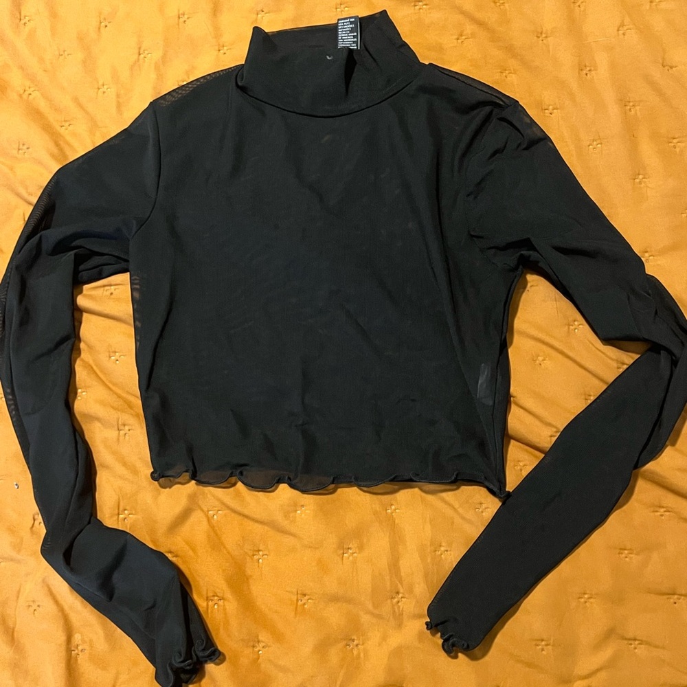 Black sheer crop top